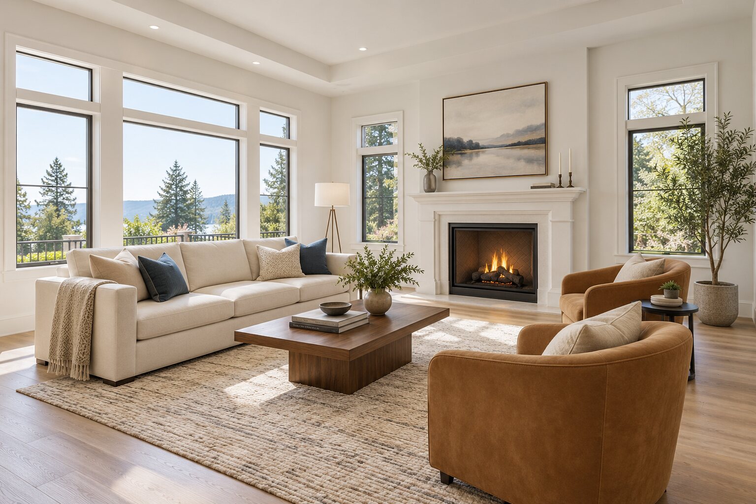 Example of a virtually staged living room